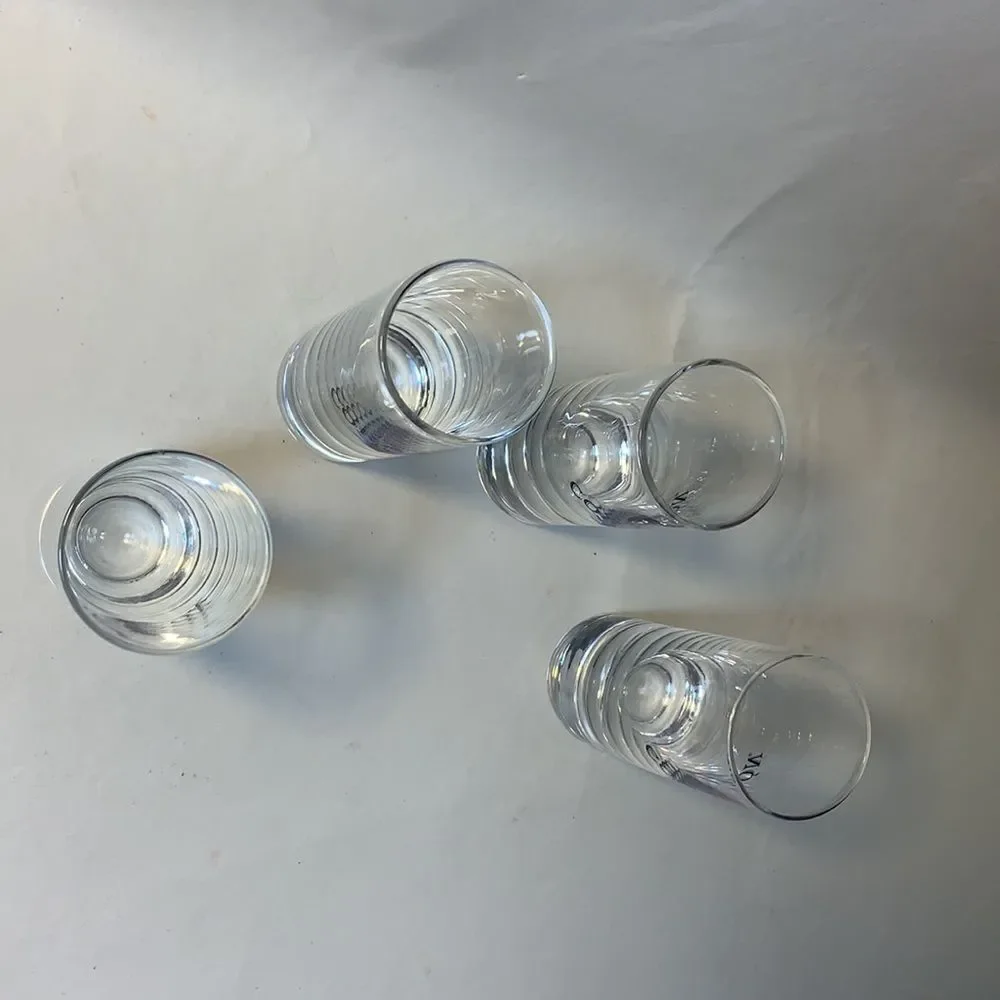 Tequila Corazon Shot Glasses 2 Oz Each Blue Red Writing 4 Included 4 1/4 In Tall